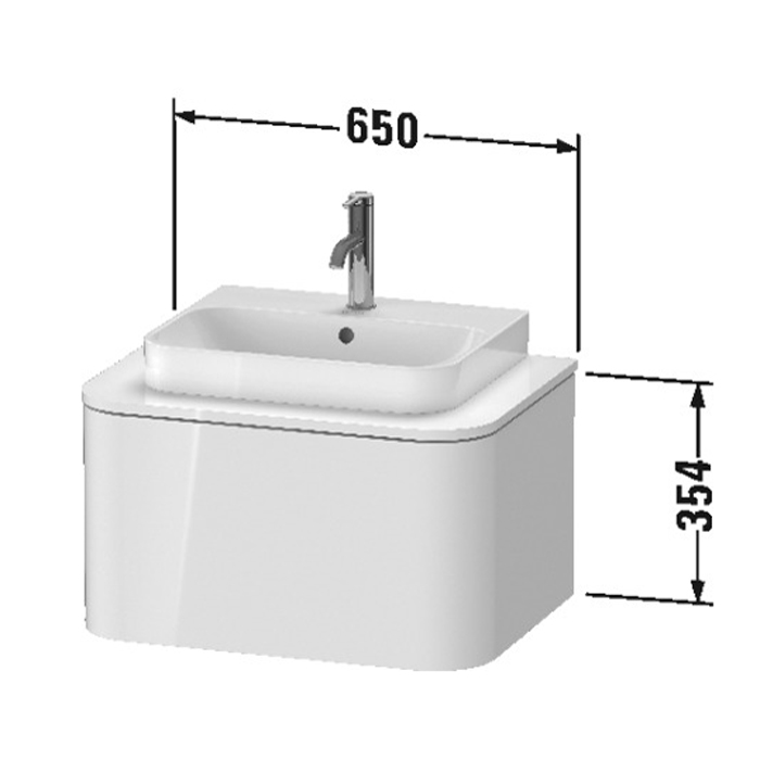 Duravit Happy D.2 Plus Тумба подвесная 65x55х35.4см, с раковиной и 1 ящиком, цвет: белый глянцевый