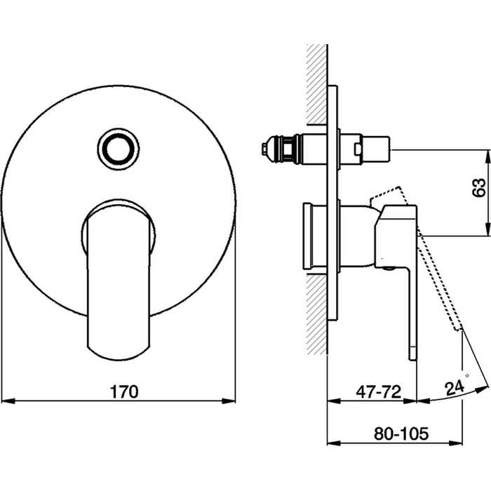CISAL Roadster Встраиваемый однорычажный смеситель для ванны/душа, цвет: хром
