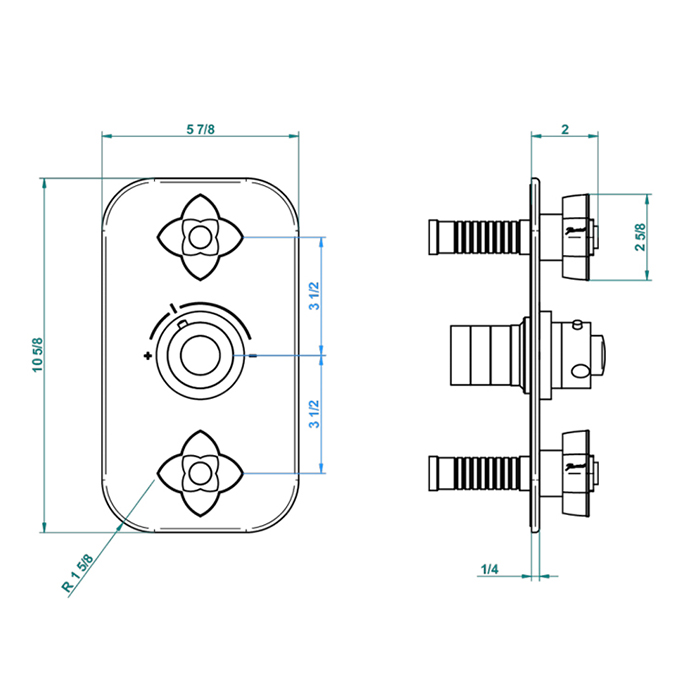 THG Pétale de Cristal clair liseré doré Смеситель для душа, термостатический, 2 потока, цвет: золото/прозрачный хрусталь с золотым декором