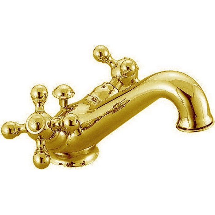 CISAL Arcana Ceramic Смеситель двухвентильный для раковины на 1 отверстие с донным клапаном, цвет: золото 