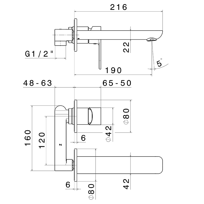 Newform Extro Смеситель для раковины, встраиваемый, цвет: хром