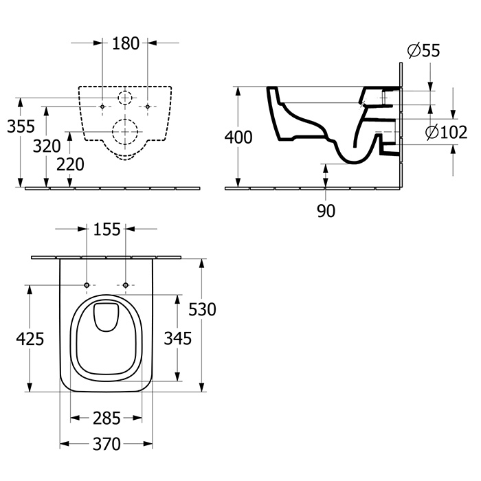 Villeroy&Boch Skyla Унитаз подвесной 37x53см, безободковый, смыв Tornado, сиденье SoftClosing, цвет: альпийский белый