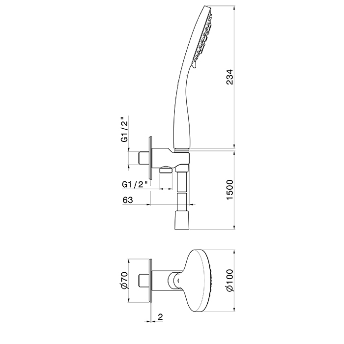 Newform Shower Ручная лейка D 10см., цвет: PVD Br. Pale Gold