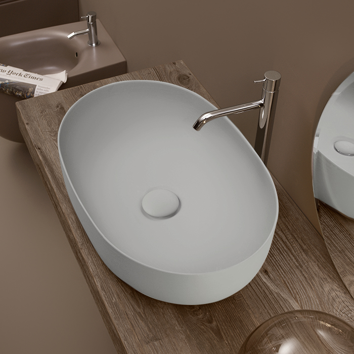 Kerasan Nolita Раковина 60х40 см, без отв., накладная, цвет: светло серый 