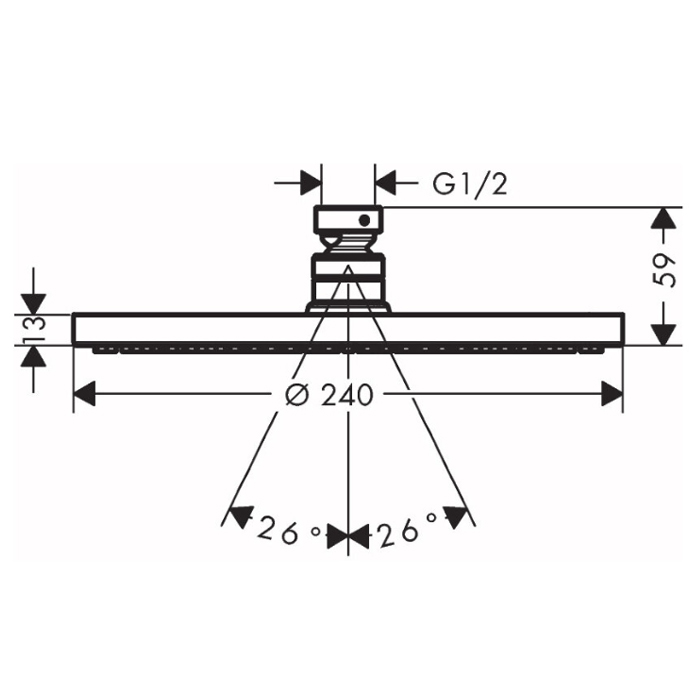 Hansgrohe Raindance S Верхний душ Ø24см., настенный/потолочный, 1jet (PowderRain), цвет: белый матовый