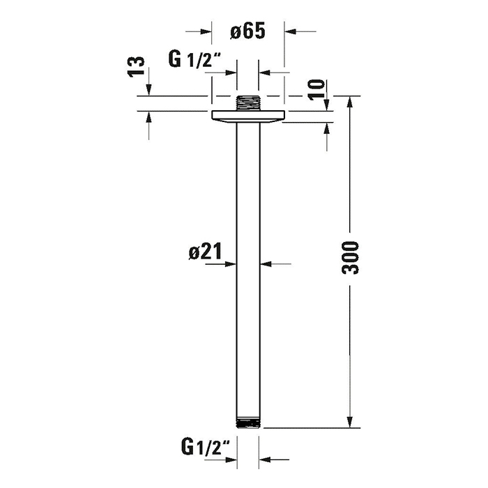 Duravit Shower Кронштейн для верхнего душа 30см., потолочный, цвет: черный матовый