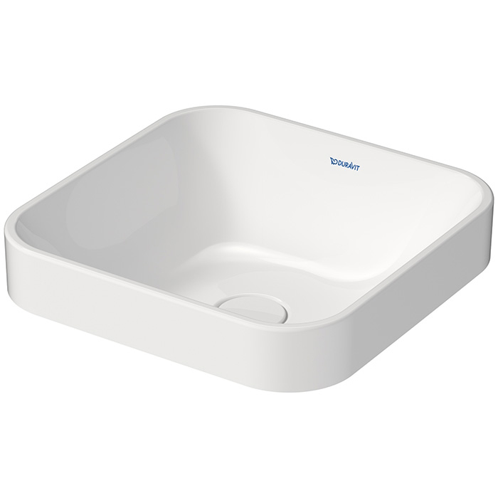 Duravit Happy D.2 Plus Раковина накладная, 40х40см, без перелива, с выпуском, с керамической крышкой, WonderGliss, цвет: белый