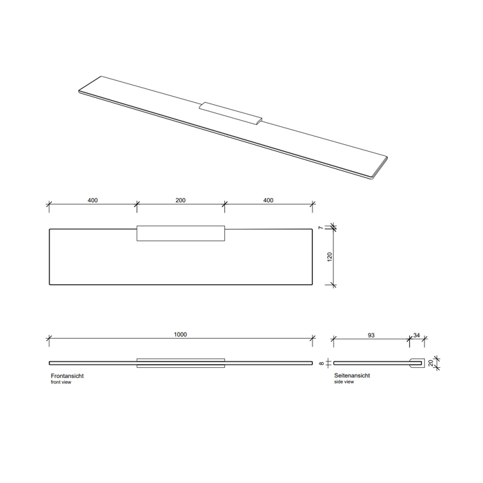 Decor Walther Tube GLA100 Полка стеклянная 100x13см, подвесной, цвет: хром