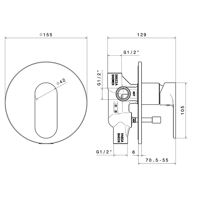 Newform Extro Смеситель для душа, встраиваемый, с авто переключателем на 2 потока, цвет: хром