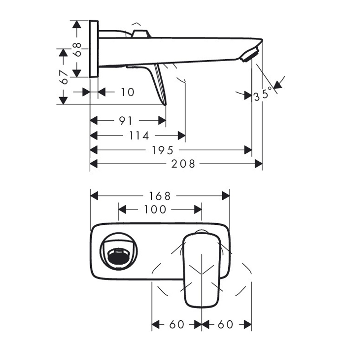 Hansgrohe Logis, Смеситель для раковины, излив 195 мм, внешняя часть, Цвет: хром