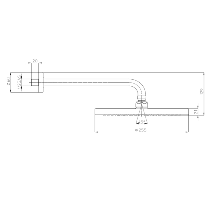 Bossini Elios Верхний душ Ø25cм., настенный., цвет: хром