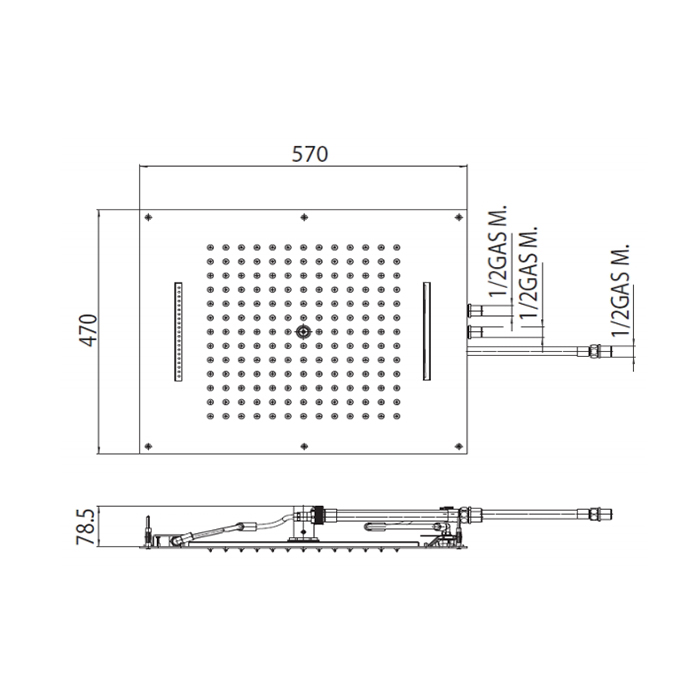 BOSSINI DREAM/3 Верхний душ 570 x 470 мм, 3 режима (дождь, каскад, водопад), цвет: хром