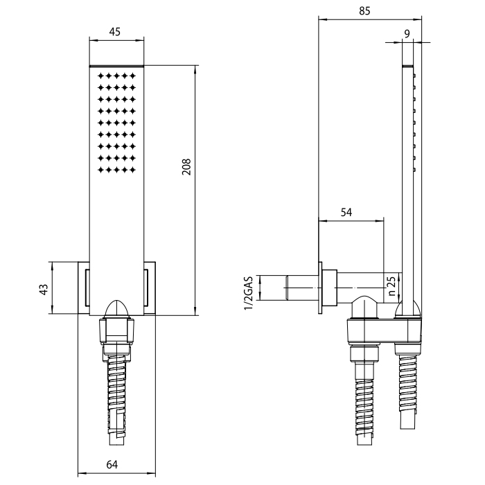 Bossini Flat One Душевой гарнитур, с держателем и ручным душем, цвет: хром