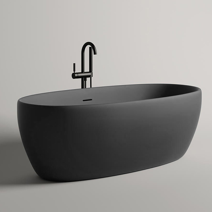 Salini Luce Ванна отдельностоящая 150х75х58cм., донный клапан "Up&Down", сифон, слив-перелив, мат-л: S-stone, цвет: матовый RAL9011