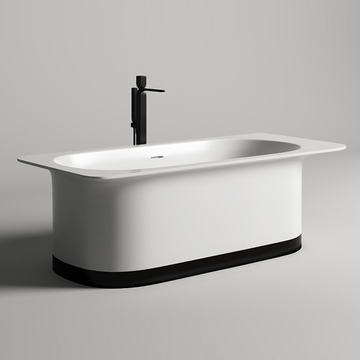 Salini Ninfea Ванна отдельностоящая 180х82х57.5cм,  донный клапан, сифон, слив-перелив, S-stone, цвет: белый матовый