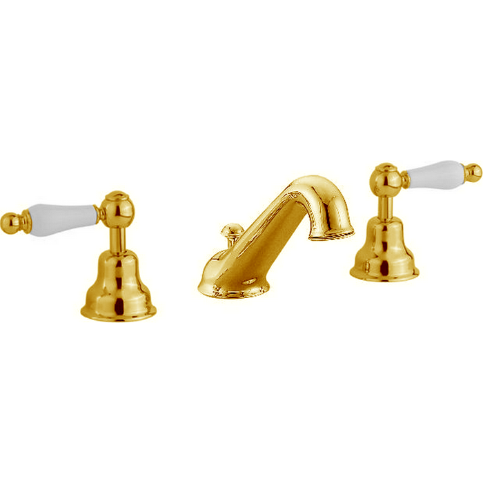 CISAL Arcana Toscana Смеситель для раковины на 3 отверстия, с донным клапаном, цвет: золото/белый