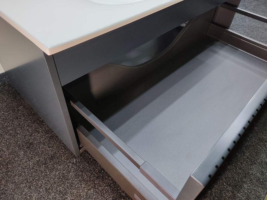 TW Shape комплект подвесной мебели 120х50см, с раковиной, с 1 выдвиж. ящиком с механизмом push-to-open, цвет: серый матовый RAL7016