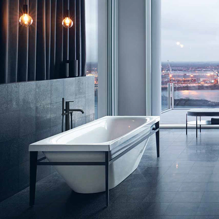 Duravit XViu Ванна отдельностоящая 180х80см, акриловая бесшовная панель, слив-перелив,, цвет: матовый черный