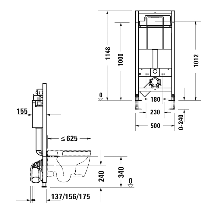 Duravit DuraSystem Рама для установки подвесного унитаза Basic 114.8x50x15.5 см