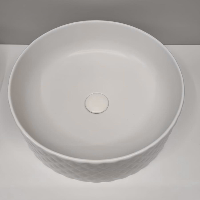 ArtCeram Rombo Раковина накладная,Ø44,5хh14,5см, без отв под смеситель, без перелива, цвет: белый матовый