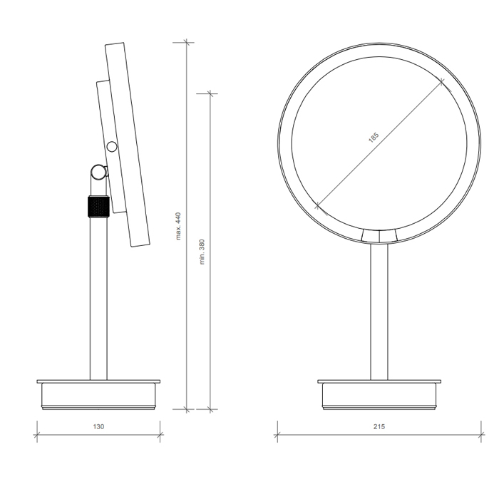 Decor Walther Round Just Look SR Косметическое зеркало 21.5x44см, настольное, увел. 5x, подсветка LED, цвет: белый матовый