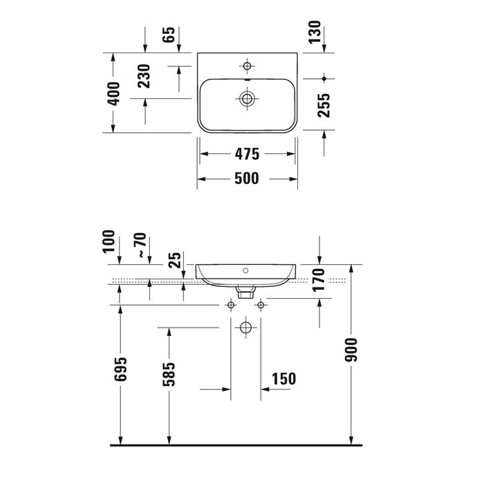 Duravit Happy D.2 Plus Раковина накладная, 50х40см., с 1 отв., выпуск с керамической крышкой, цвет: Anthracite matt/белый