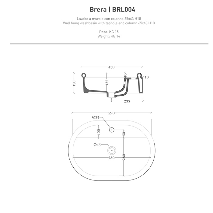 Artceram Brera Раковина 65х46х18см., накладная, без отв., цвет: белый матовый