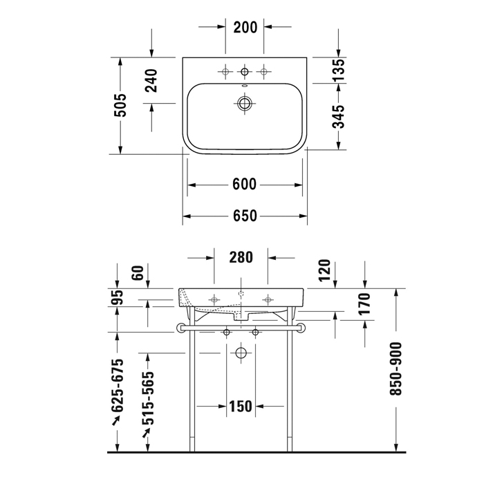 Duravit Happy D.2 Раковина подвесная, 65x50.5 см, без отв., с переливом, цвет: белый