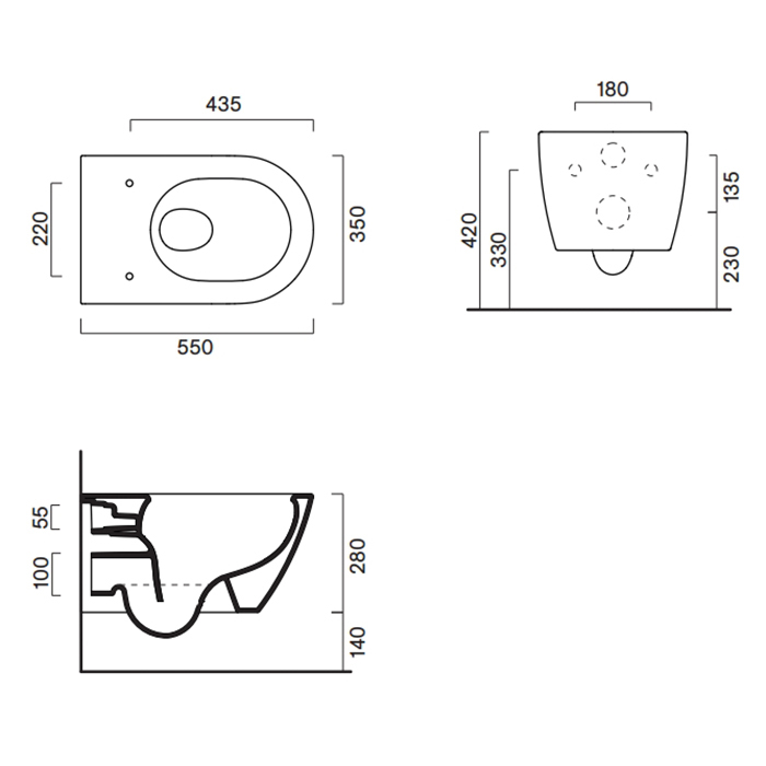 Catalano Sfera Унитаз подвесной 55x35см, безободковый, смыв Tornado, покрытие Cataglaze+, цвет: белый глянцевый