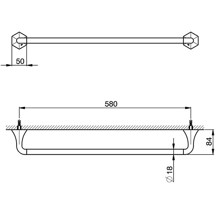CISAL Cherie Полотенцедержатель 58 см, подвесной, цвет: золото