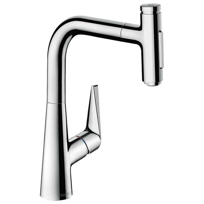 Hansgrohe Talis Select M51 Смеситель для кухни, на 1 отв, поворотный излив: 20.8см с вытяжным душем, 2jet, h:22.3см, sBox, кнопка вкл/выкл, цвет: хром