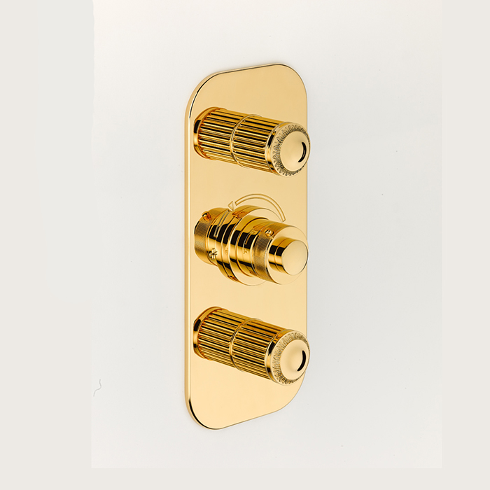  THG Malmaison metal Смеситель для душа встраиваемый, термостатический, с 2 запорными вентилями, внешняя часть, цвет: полированное золото
