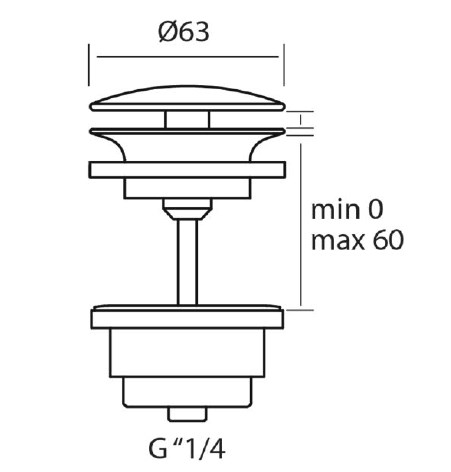 CISAL Донный клапан 1"1/4 для раковин, цвет: черный матовый