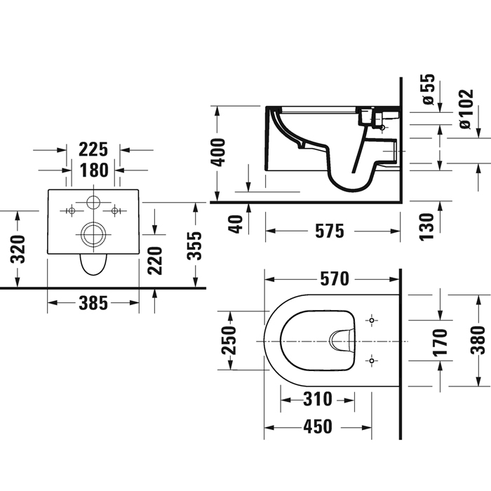 Duravit Millio Унитаз подвесной, 37х57см.,  декор "Pattern", крепление в компл., цвет: аквамарин матовый