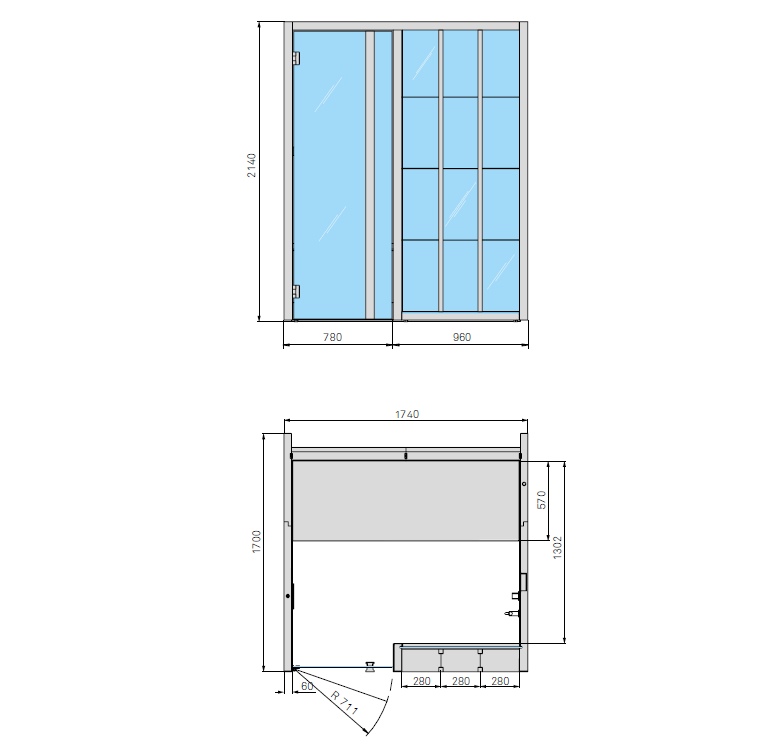 Effegibi Yoku H Shelf Хаммам 174x170х214см, угловая Sx, цвет: осина термообработанная/Calacatta Gold Extra