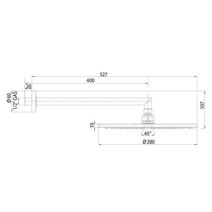 Bossini Cosmo Верхний душ Ø28см., с кронштейном 40см., настенный, цвет: Brushed nickel