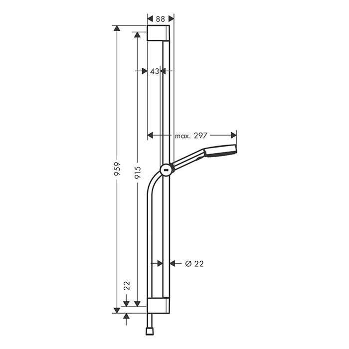 Hansgrohe Pulsify Душевая гарнитур, штанга 90см., с ручным душем и держателем, цвет: хром