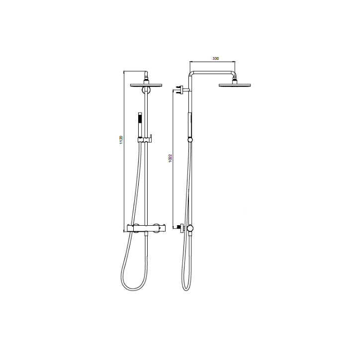 Almar 316 Stainless Steel Душевая система с термостатическим смесителем, настенная, цвет: Copper 316 Brushed PVD