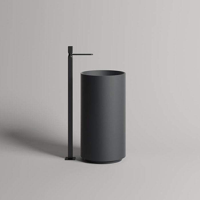 Salini  Armonia Раковина напольная 45х45х85см, без отв., без перелива, с донным клапаном, материал: S-Stone, цвет: RAL9005 матовый