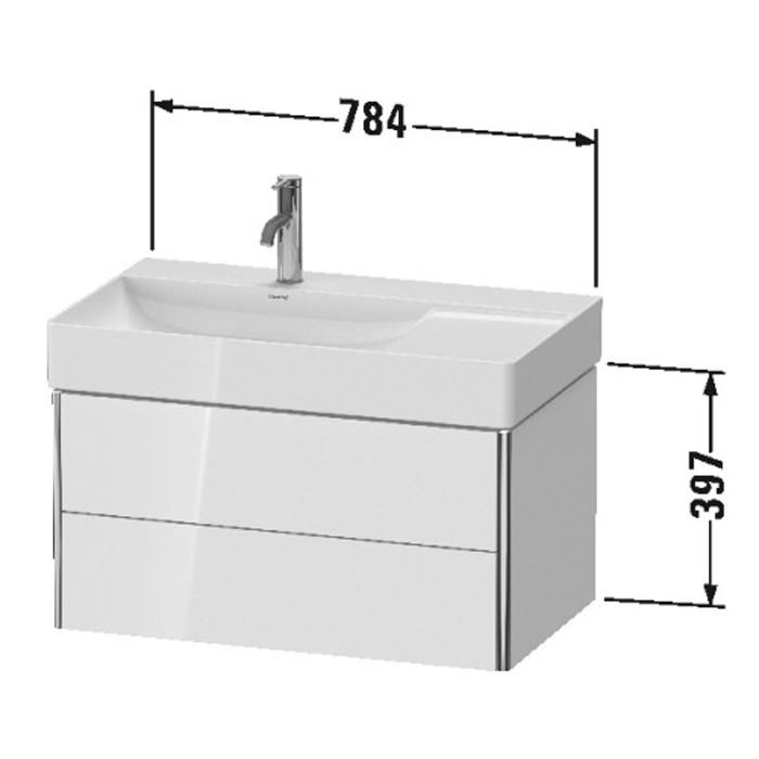 Duravit XSquare База подвесная 78.4x46x39.7см с раковиной (раковина слева), 2 ящика, цвет: глянцевый белый