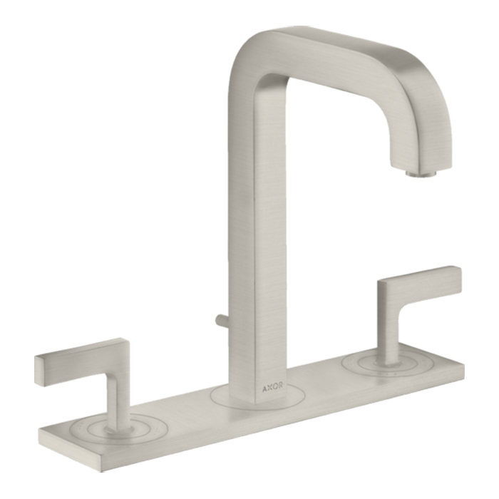 Axor Citterio Смеситель для раковины 170, на 3 отв., ручка: рычаг, с панелью, с донным клапаном, цвет: сталь