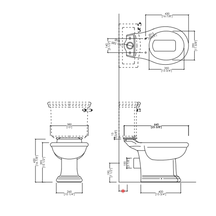 Devon&Devon New Etoile Унитаз моноблок 38x64.5см, фурнитура, цвет: золото