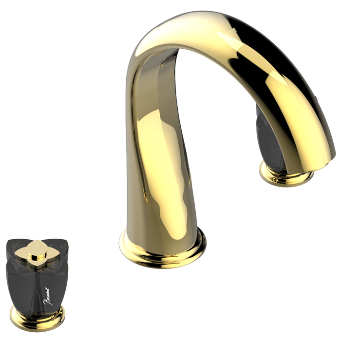 THG Petale de Cristal noir Смеситель для ванны, 3 отв., цвет: золото/черный хрусталь