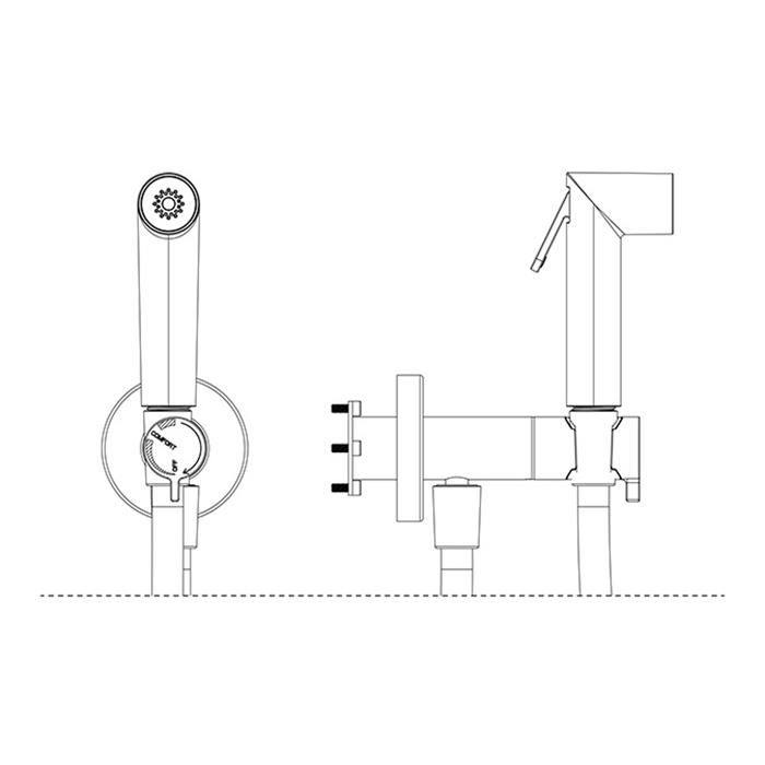 Almar Atthis Гигиенический душ, шланг, вывод с держателем, прогрессивный смеситель, с встраиваемой частью, цвет: оружейный металл брашированный PVD