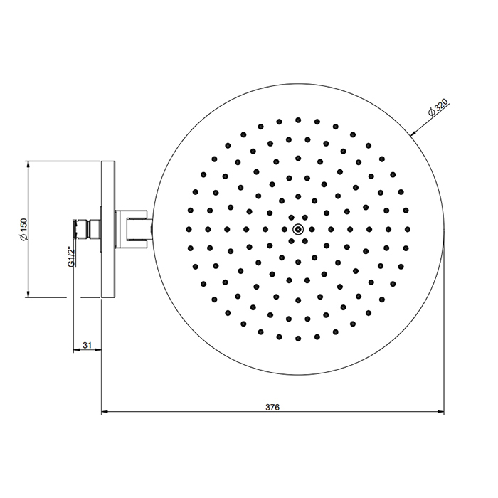 Gessi Origini Верхний душ настенный круглый 32см., с защитой от изв налета, цвет Black Metal Brushed PVD
