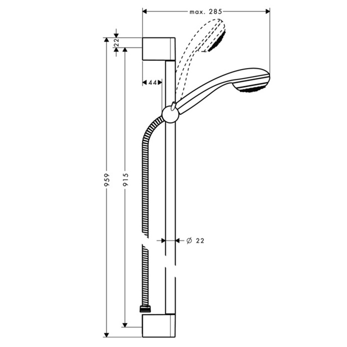 Hansgrohe Crometta 85 1 jet Душевой гарнитур, 95см, цвет: хром