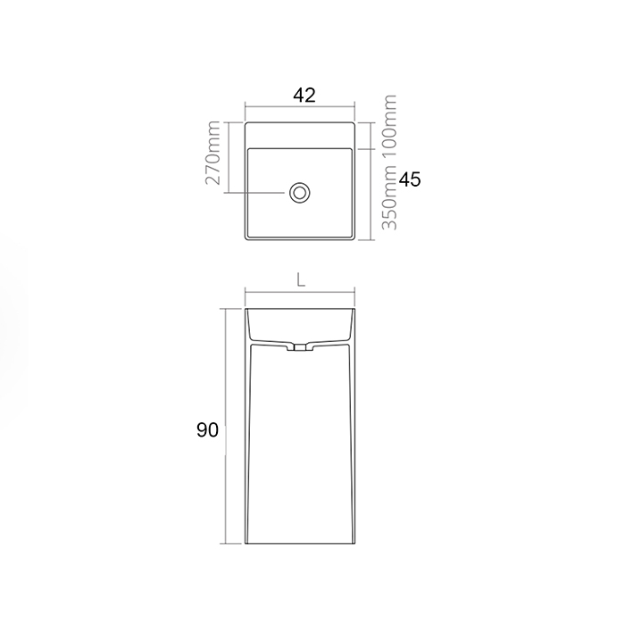 Dea Design Pedestal Basin Раковина 42х45х90см., напольная, без отв., Solid Surface, цвет: Black №16