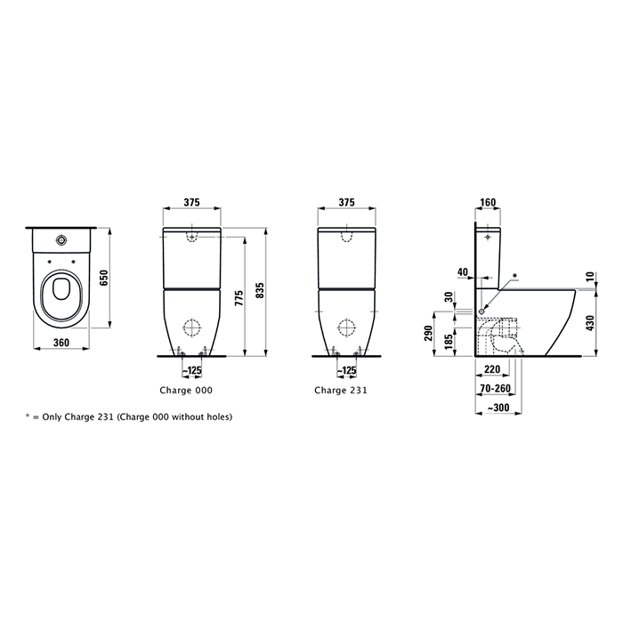 Laufen Pro Унитаз моноблок, приставной 36х65х44см., слив универсальный, Rimless, цвет: белый