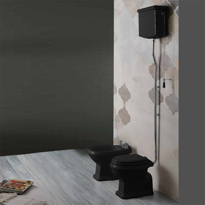 SIMAS Arcade Унитаз напольный, выпуск в пол, 36,5х55см, цвет: черный/хром