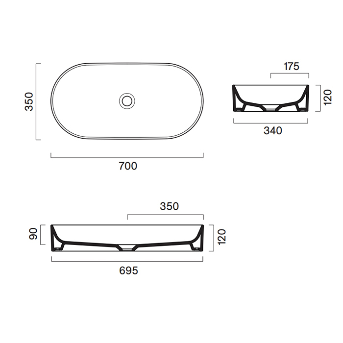 Catalano Zero Раковина накладная, без перелива 70x35хh12см, цвет: белый глянцевый